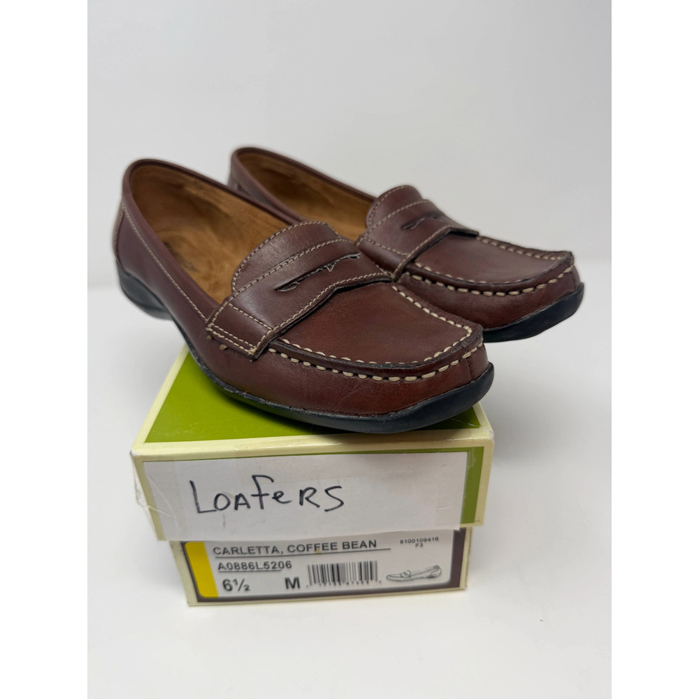 Naturalizer Carletta Loafers Coffee Bean Brn Leather Shoes SZ 6.5 W/Box